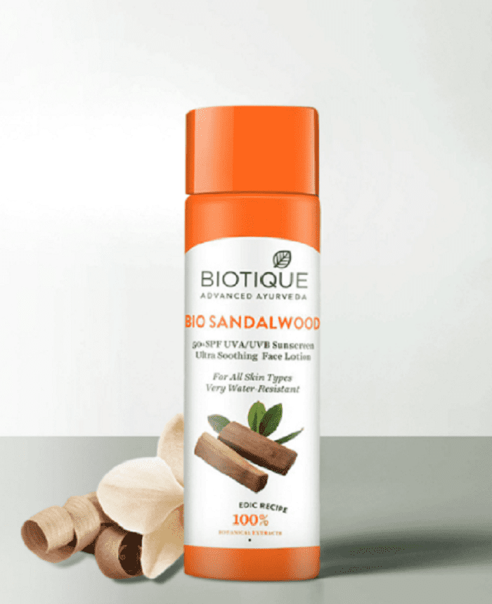 biotique bio sandalwood 50+ spf sunscreen 