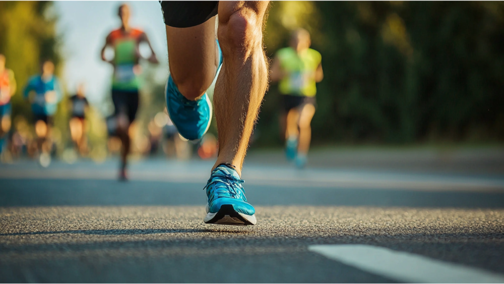 A man running in a triathlon