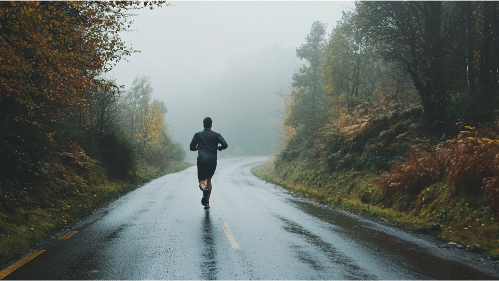 A man running on the road