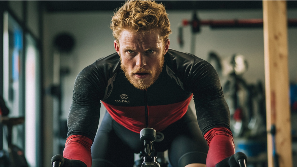 A cyclist working out