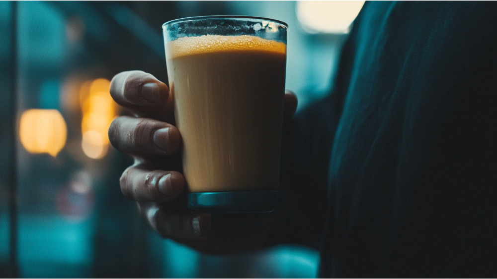 A man drinking a supplement with taurine