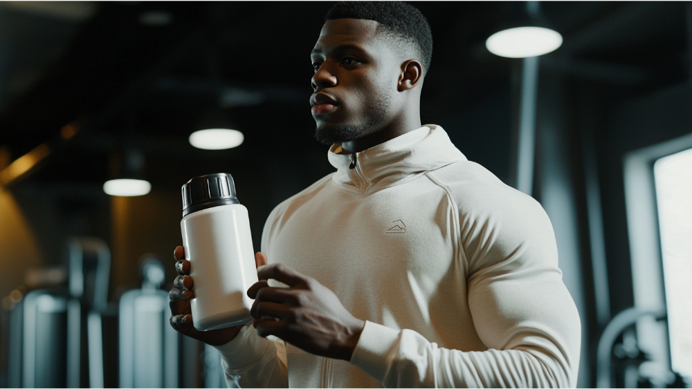 A man drinking pre-workout