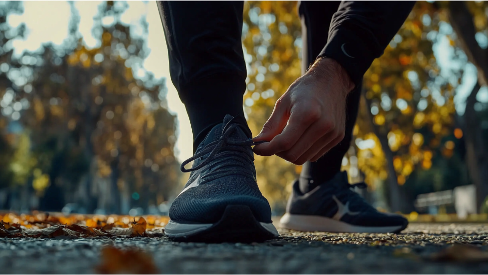 A man about to start a running workout