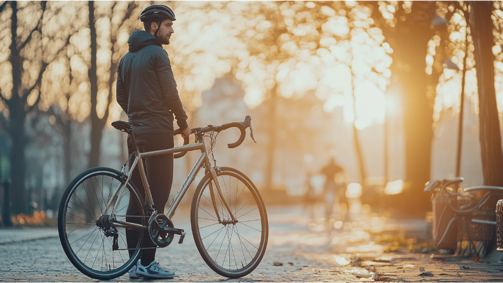 A man ready for a cycling workout