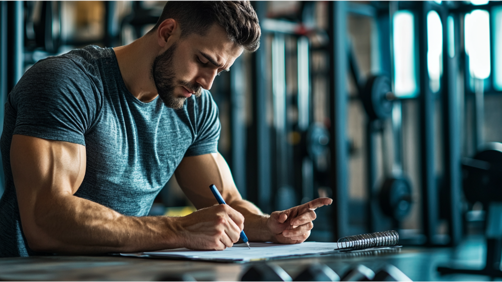 A man building his workout plan