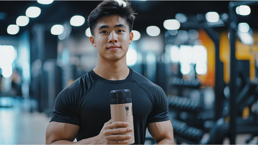 A man with preworkout in his hands