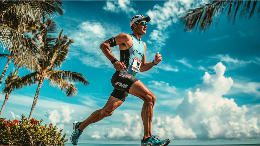 A man running during the 70.3 Ironman