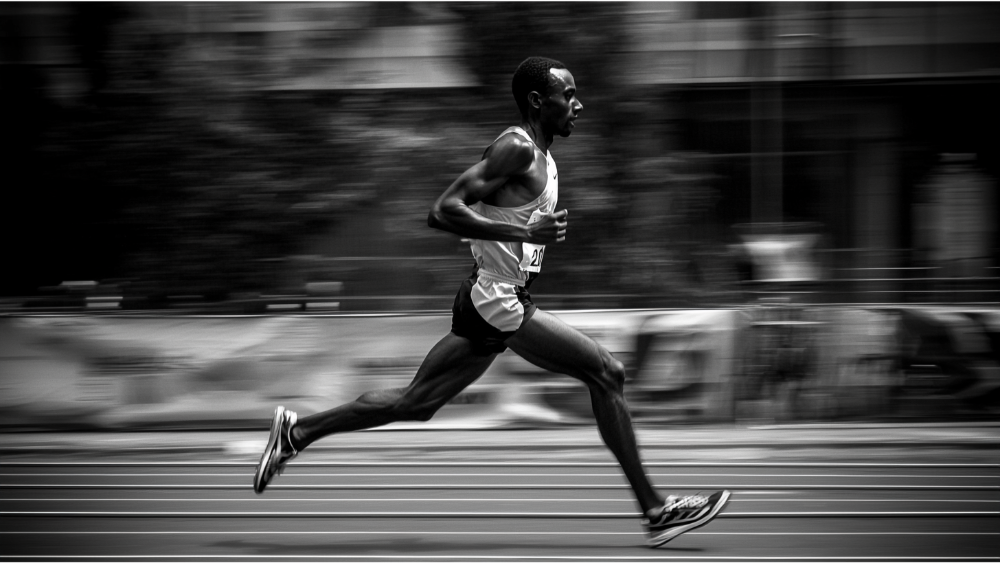 A man running on the track